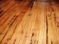 Picklewood Flooring (exterior of the stave) / Note the checking and staining that is characteristic of this floor Picklewood Flooring (exterior of the stave) / Note the checking and staining that is characteristic of this floor